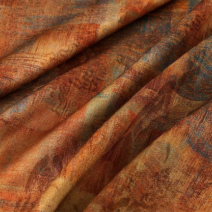 Floral Landscape Jacquard Fabric - Gold Trace Upholstery Fabric, 59"W
