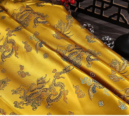 Dragon and Phoenix Brocade Fabric: Silk Rayon Blend (29.5"/59"W)