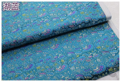 Floral Chinese Silk Brocade Fabric: Celosia Pattern, 29.5" Wide