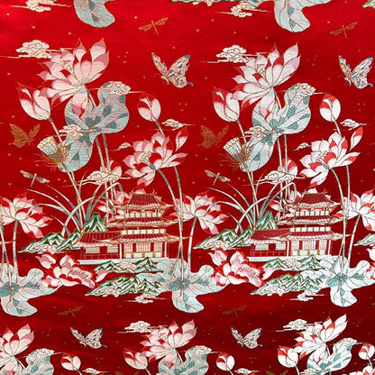Lotus Silk Brocade Fabric: Tibetan Robe, Cheongsam, Upholstery, 59"W