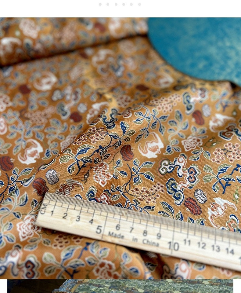 Silk Brocade Fabric: 57"W Floral Upholstery & Sewing