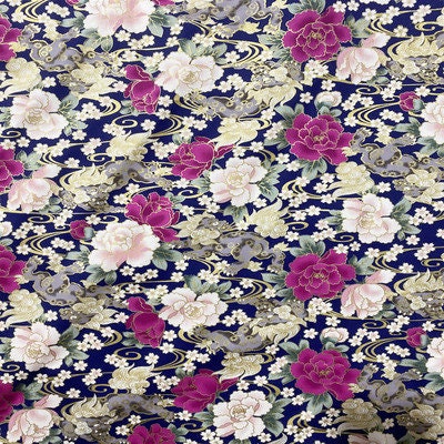 Tissu en coton à motifs floraux japonais : Matériel de couture pour kimono
