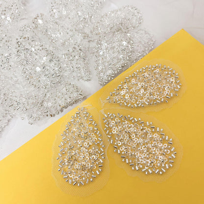 Appliques en dentelle à fleurs pailletées : accessoires de coiffure et de robe de mariée à faire soi-même (2 paires)