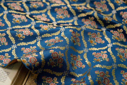Tissu jacquard à fil doré : motif floral 3D pour ameublement, confection de robes de bal - 140 cm de large