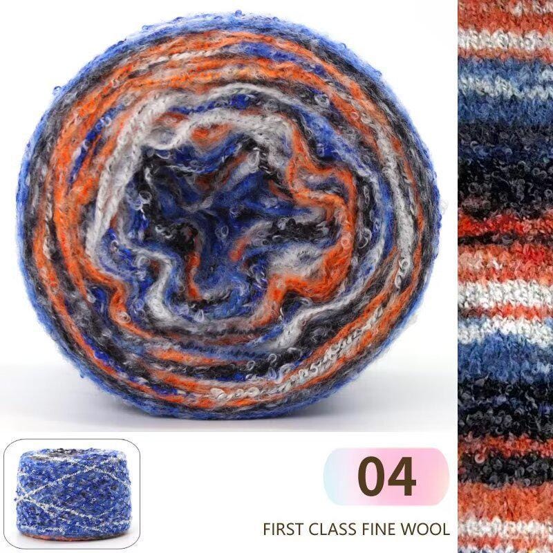 Fil de soie mohair teint à la main : Laine à tricoter dégradée arc-en-ciel (50 g/100 m)
