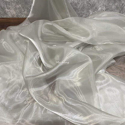 Liquid High-Gloss Organza Fabric: Reflective Fairy Mesh, 59"W