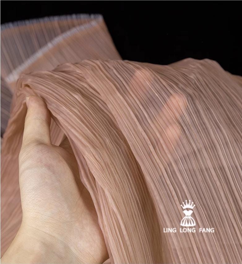 Matte Pleated Organza Fabric: 55" Wide Textured Polyester