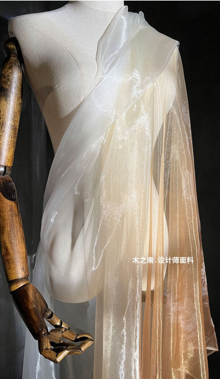 Gold Gradient Gauze Fabric: 57" Wide Liquid Texture