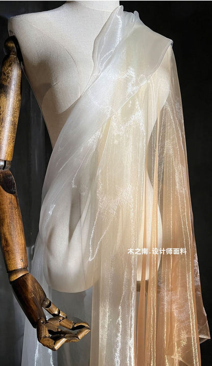 Gold Gradient Gauze Fabric: 57" Wide Liquid Texture