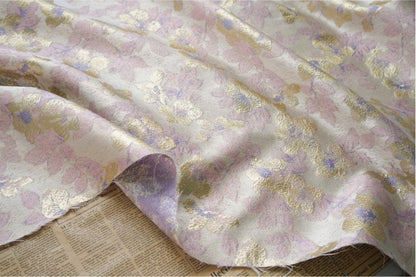 Metallic Floral Jacquard Fabric: Bronzing Gold Thread, 57" Wide