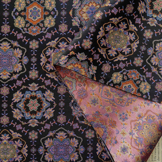 Mongolian Bada Pattern Fabric: Tibetan Style Upholstery, Costume, Decor (59"W, By The Meter)