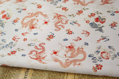 Dragon Jacquard Fabric: Embossed Foil Upholstery, Costume, Decor (58"W)