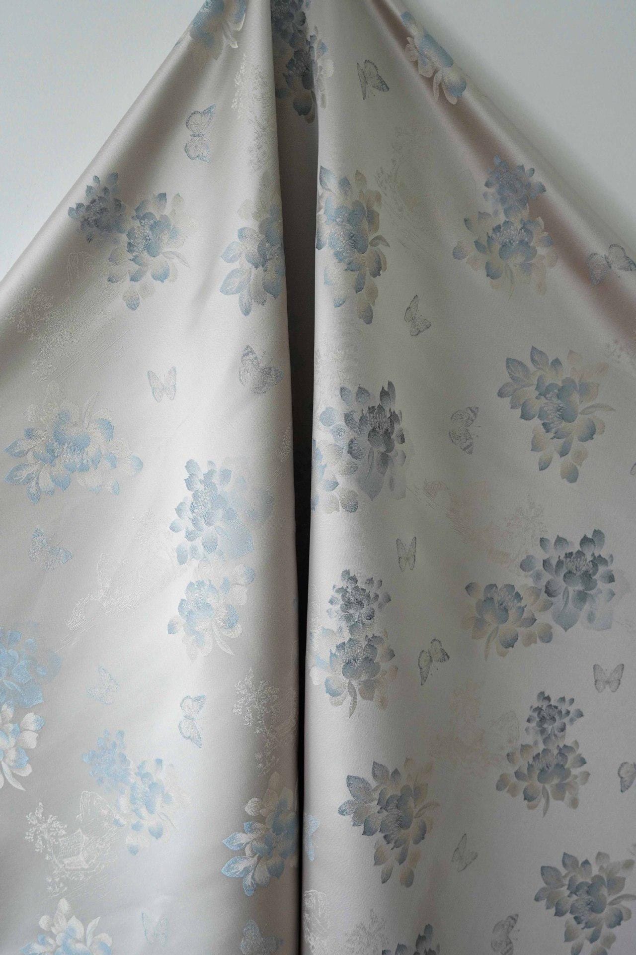Tissu brocart à motifs floraux papillons ��� Jacquard chinois, ameublement &