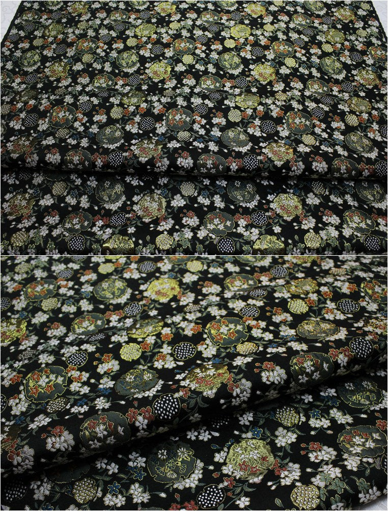 Japanese Dianthus Silk Brocade Fabric: Kimono Bowknot Sewing Material
