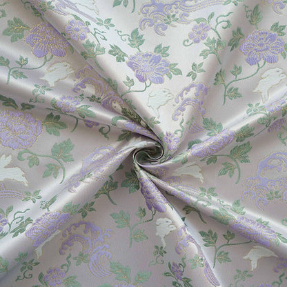 Jade Rabbit Brocade Fabric: Chinese Gold Jacquard Woven Textile