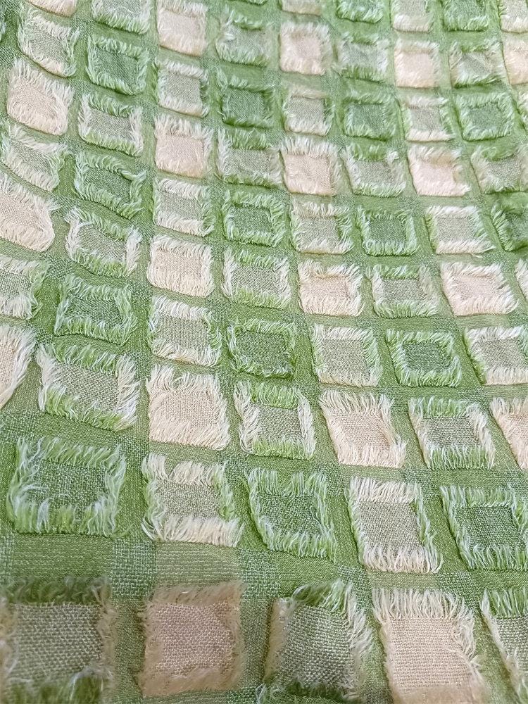 Blue Checkered Jacquard Fabric ��� Textured Fringe DIY Materi"