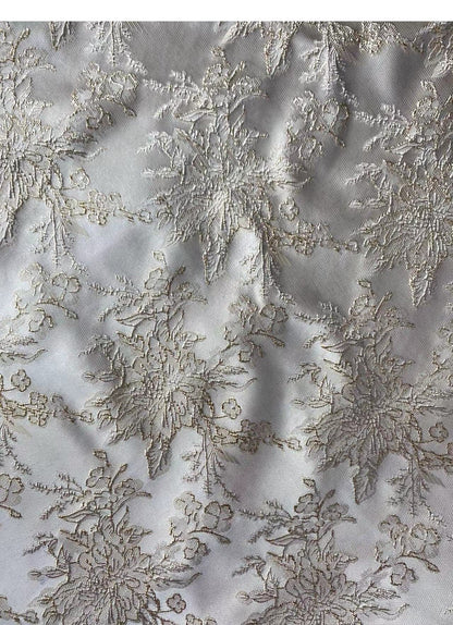 Gold Thread Damask Fabric: Retro 3D Jacquard, 57" Wide, By The Meter