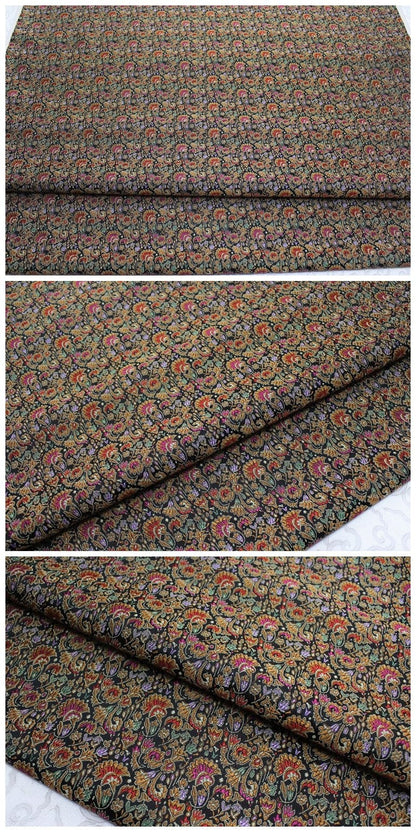 Floral Chinese Silk Brocade Fabric: Celosia Pattern, 29.5" Wide
