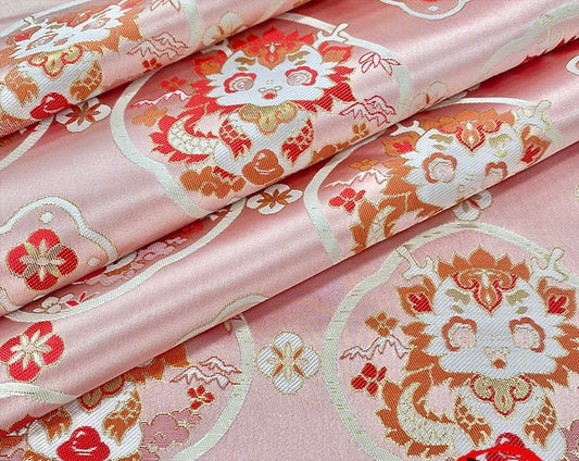 Tissu brocart jacquard à motif floral : 150 cm de large, satin, pour ameublement, costumes et décoration.