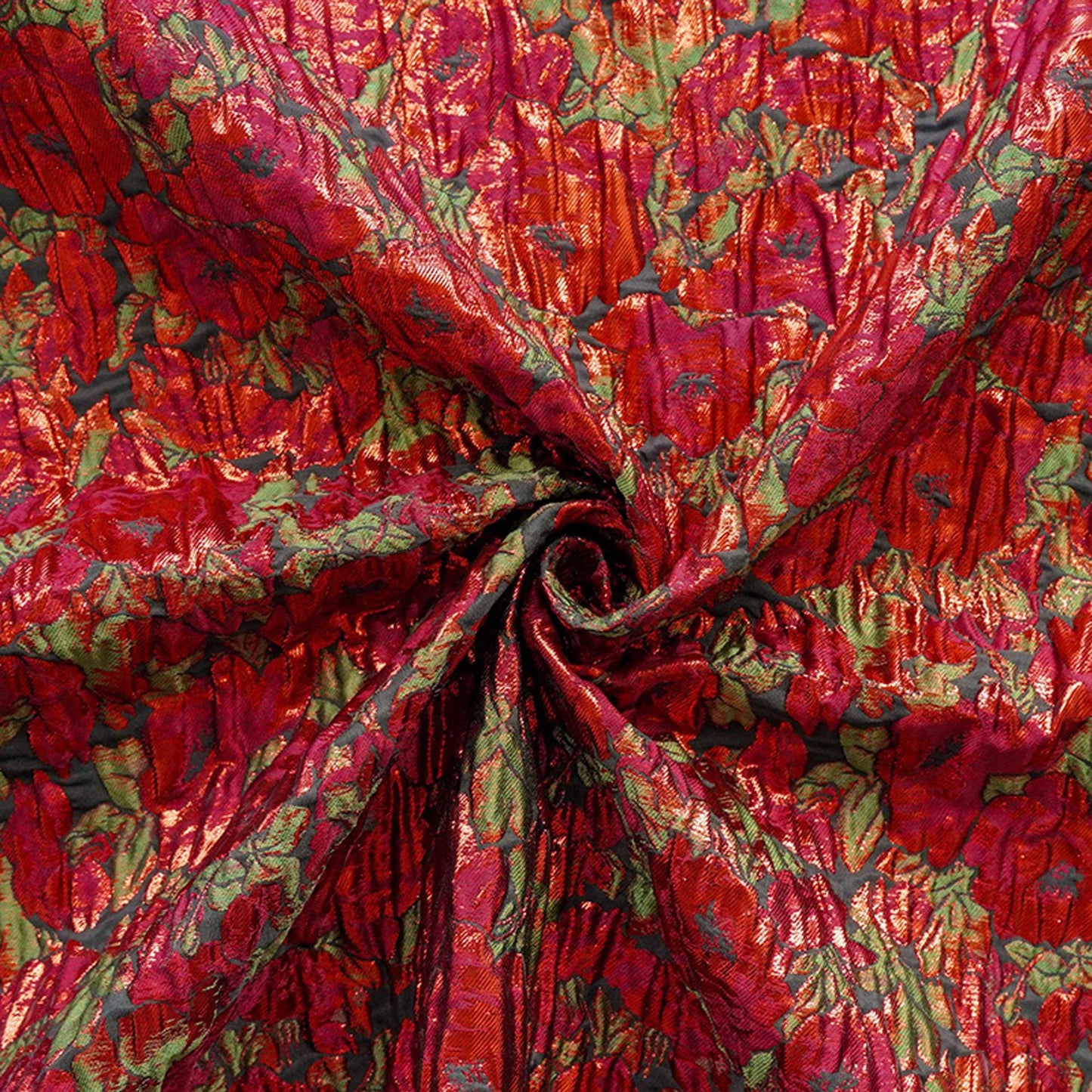 Tissu jacquard à motif floral abstrait en relief 3D avec fil doré, largeur 57 pouces