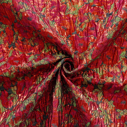Tissu jacquard à motif floral abstrait en relief 3D avec fil doré, largeur 57 pouces