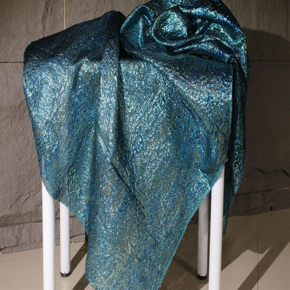 Metallic Gold Thread Jacquard Fabric: 3D Embossed Woven Material, 59"W