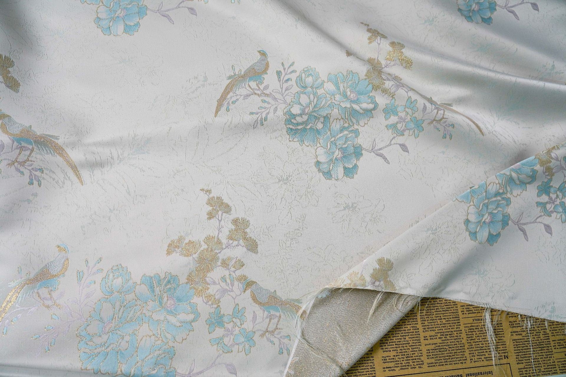 Gold Thread Floral Jacquard Fabric: 62" Wide Rayon Blend - Poppylollipop
