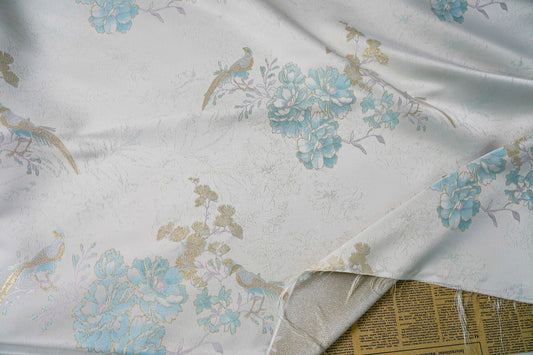 Gold Thread Floral Jacquard Fabric: 62" Wide Rayon Blend - Poppylollipop