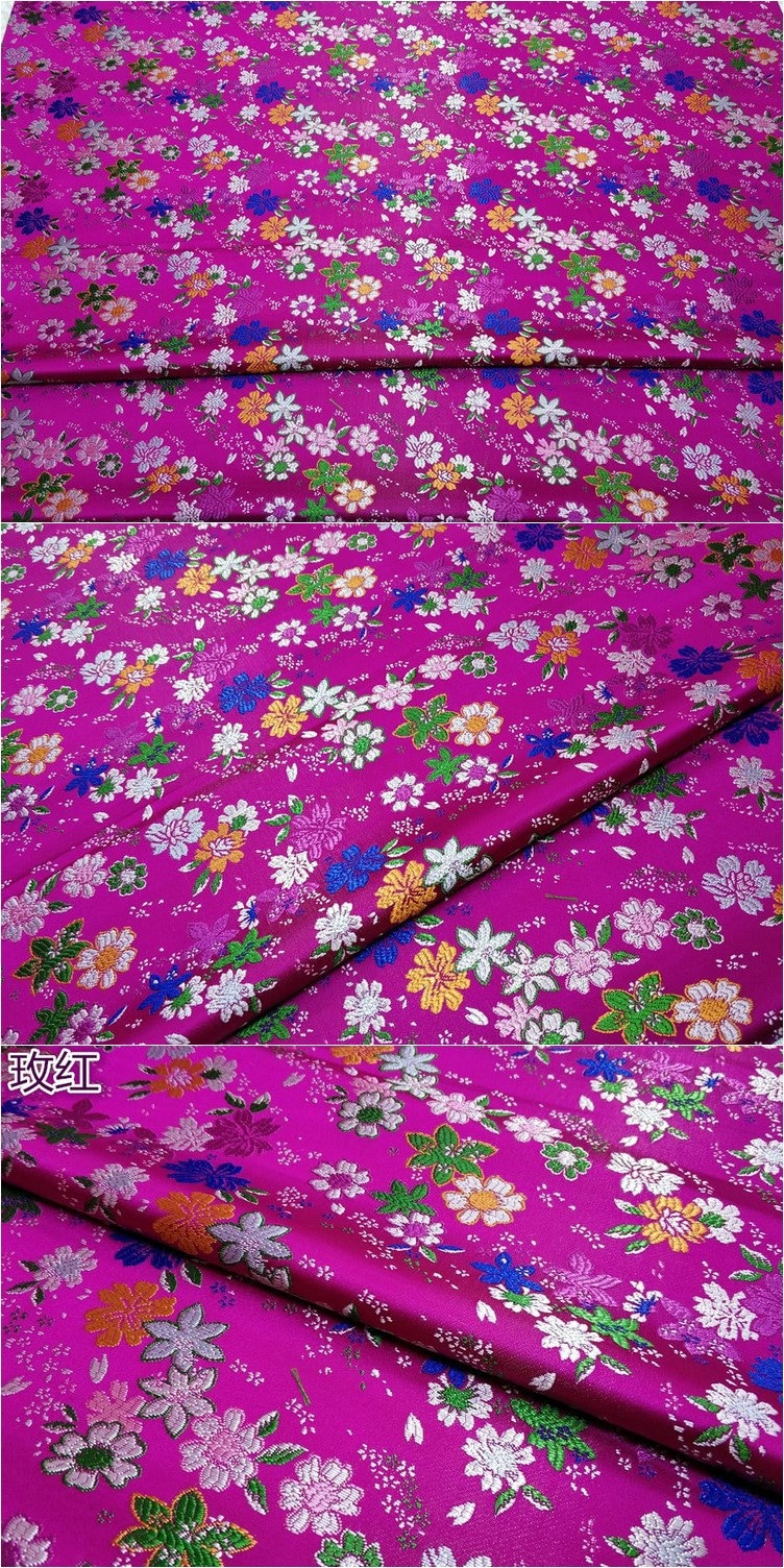Cherry Blossom Jacquard Brocade Fabric: Japanese Silk Rayon Blend