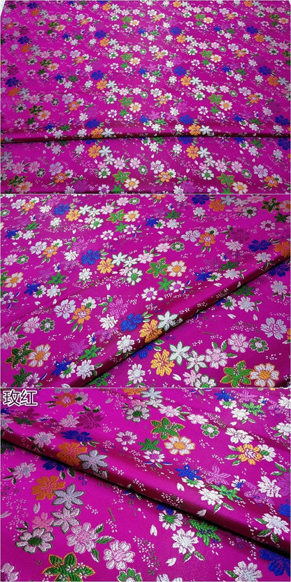Cherry Blossom Jacquard Brocade Fabric: Japanese Silk Rayon Blend