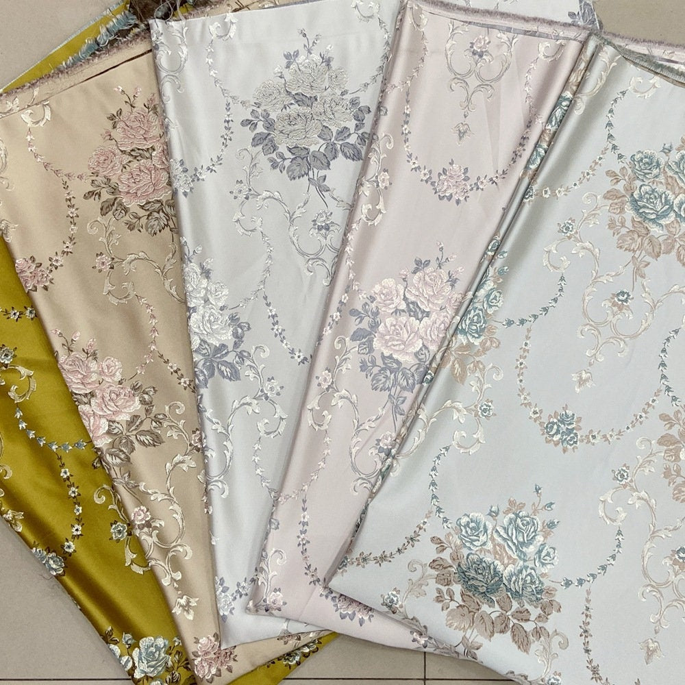 Gold Thread Floral Jacquard Fabric: 57"W Costume & Upholstery Rayon