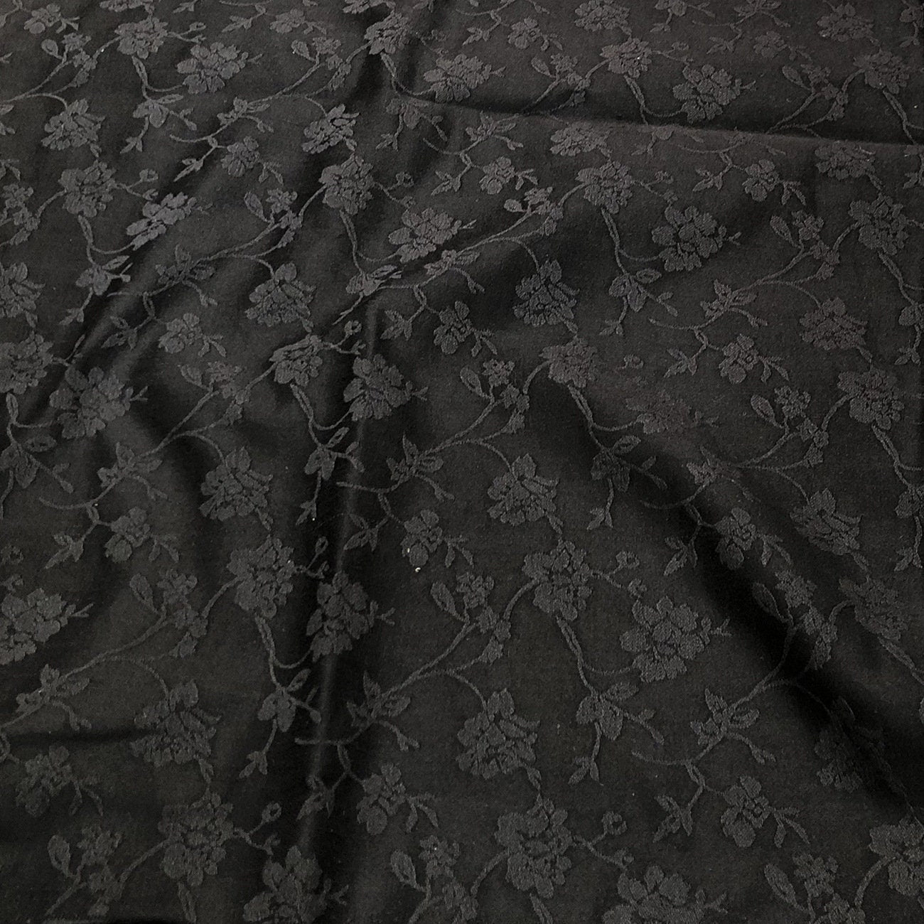 Tissu damassé jacquard en coton à motif floral, 160 cm de large, double face