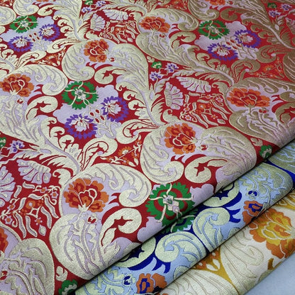 Chrysanthemum Brocade Fabric: Chinese Folk Tapestry Silk Rayon Blend, 29" Wide