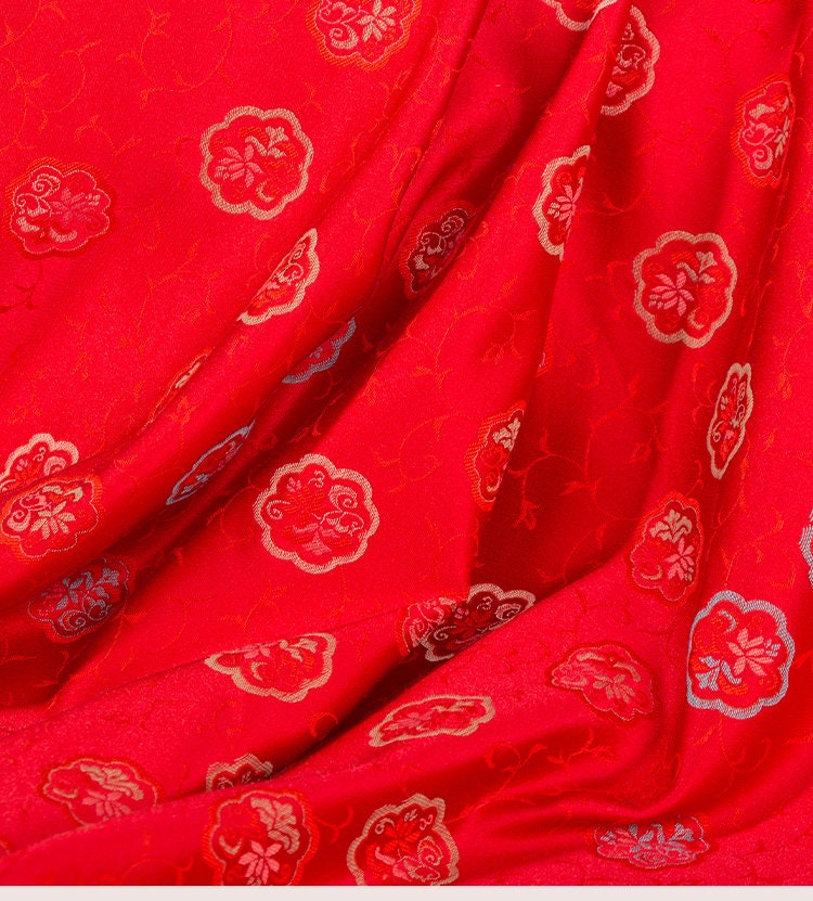Nishijin Ori Brocade Satin Fabric: Lotus Moon Cake Pattern, 59" Wide