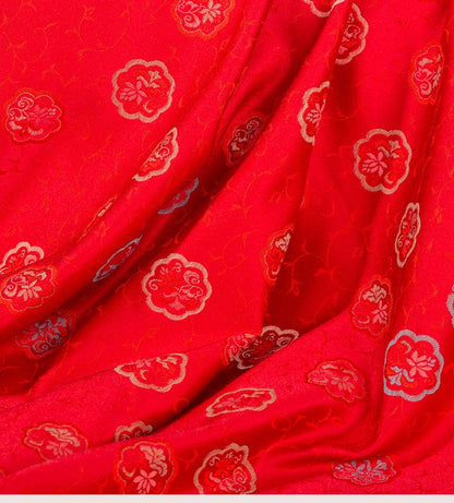 Nishijin Ori Brocade Satin Fabric: Lotus Moon Cake Pattern, 59" Wide