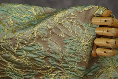 Embossed Floral Jacquard Fabric ��� Gold Thre" Wide