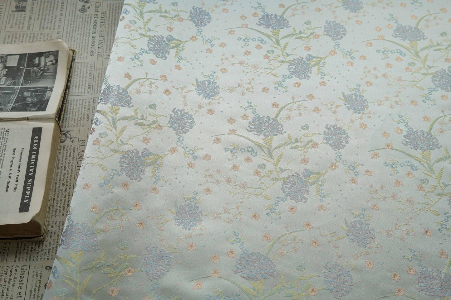Silk Brocade Fabric: Mongolian Tibetan Style, 66"W - Costume, Decor