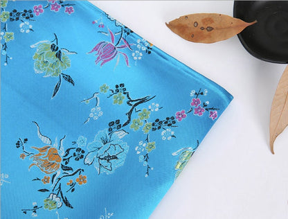 Floral Brocade Fabric: Silk Rayon Jacquard Damask, 35" Wide