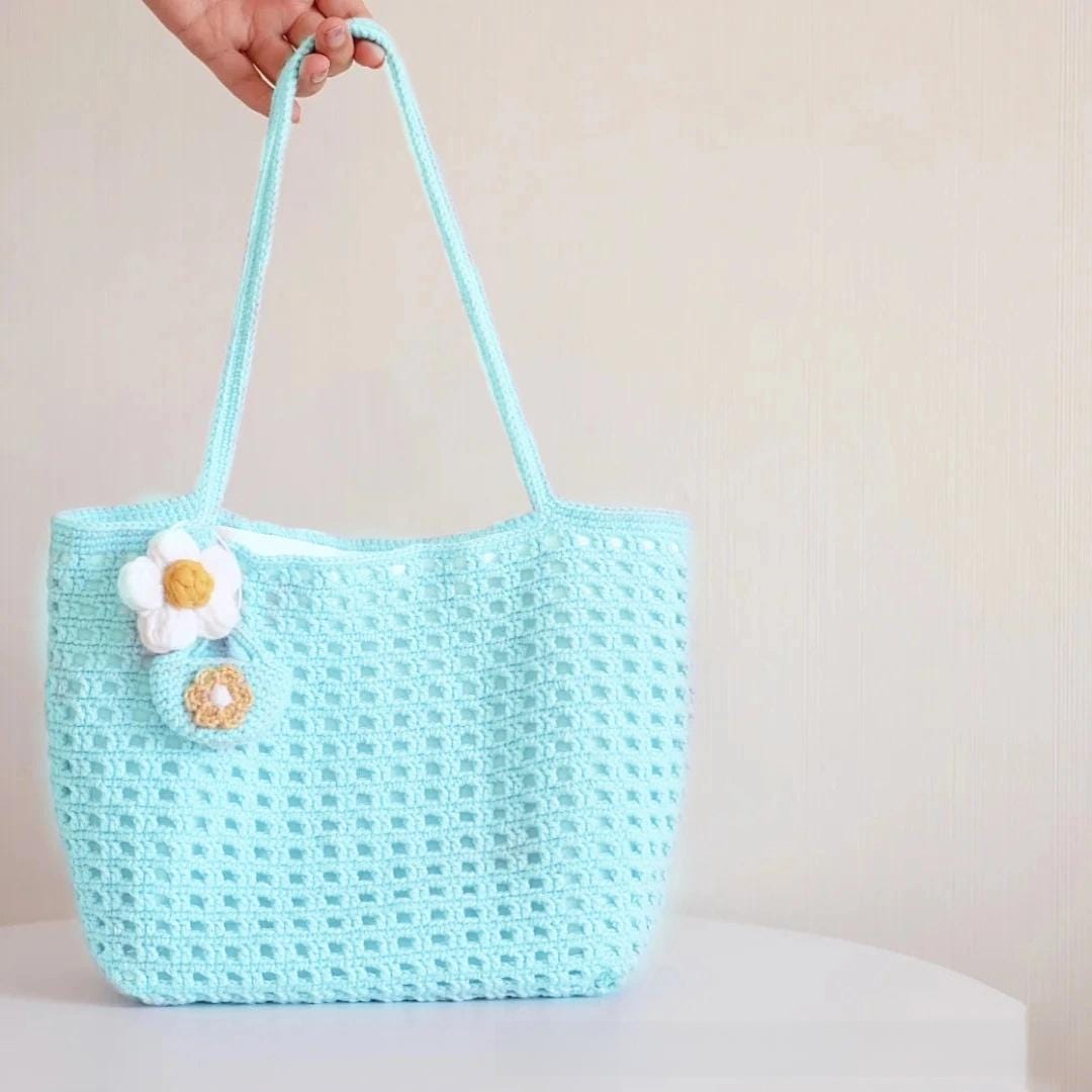 Sac au crochet gaufré tissé à la main : Kit de laine fait main à faire soi-même