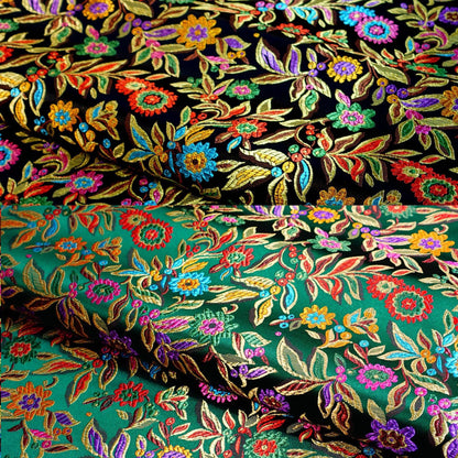 Floral Brocade Fabric: Chinese Leaf Design, 45" Wide