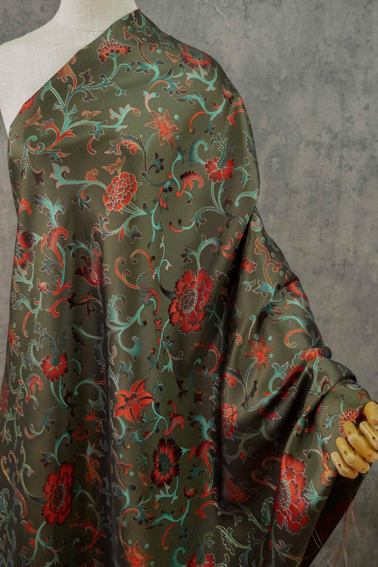 Gold Thread Floral Jacquard Fabric: 3D Embossed Upholstery, Costume, Sewing - 63"W