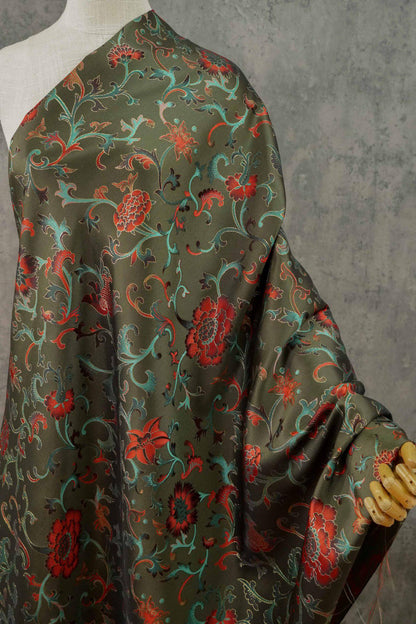 Gold Thread Floral Jacquard Fabric: 3D Embossed Upholstery, Costume, Sewing - 63"W