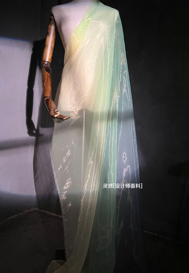Gradient Organza Fabric: Emerald Green Wedding Mesh, 56"W