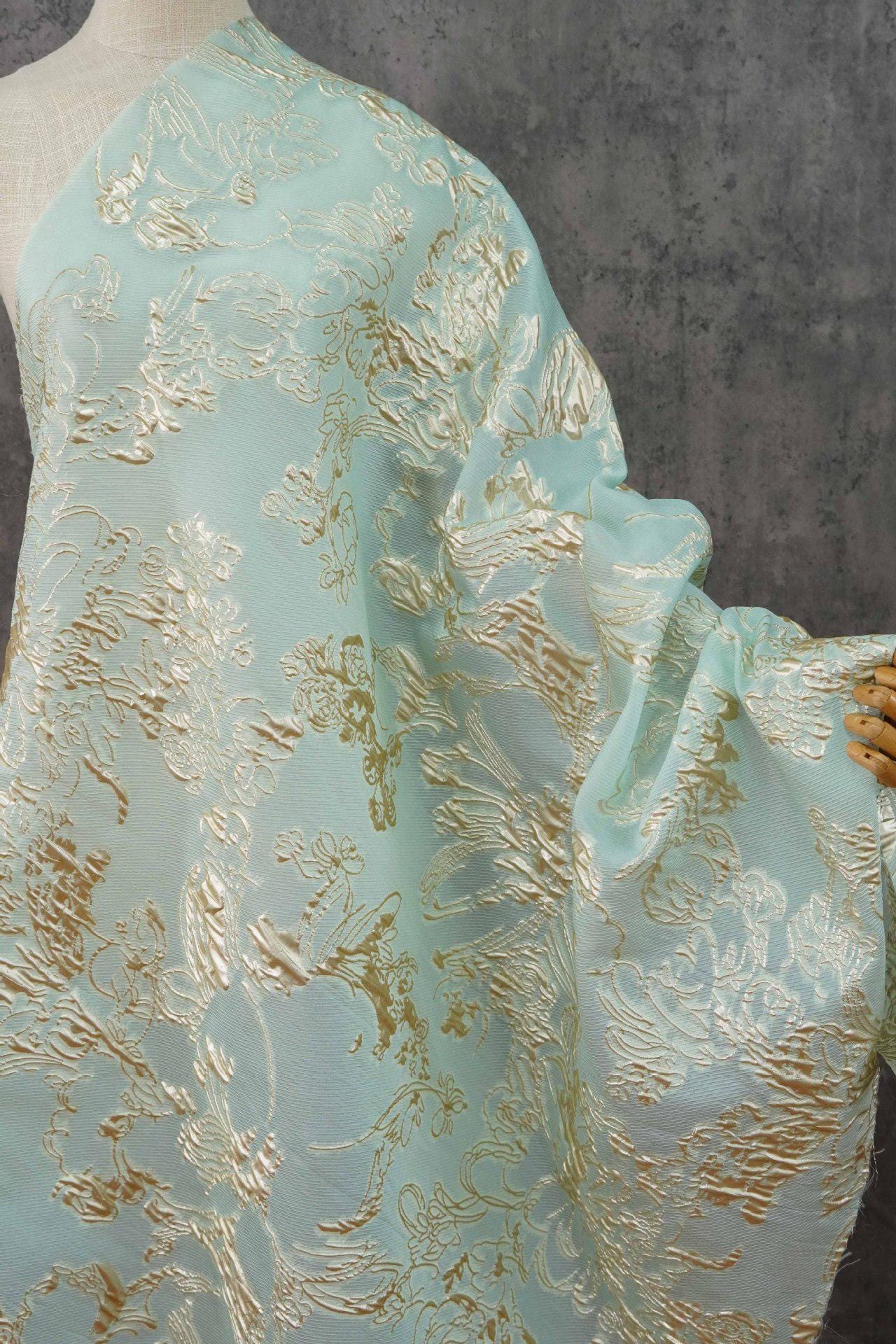 Gold Thread Jacquard Fabric: 3D Designer Material, 55" Wide - Upholstery, Quilting