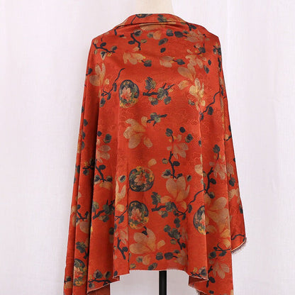 Tissu satiné rouge à imprimé floral - 150 cm de large