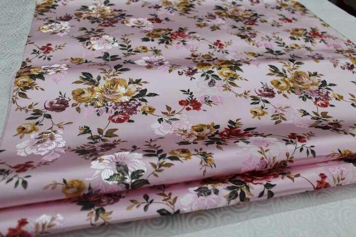 Peony Flower Silk Brocade Fabric: Chinese Wedding Upholstery, Quilting (By 1 Meter)