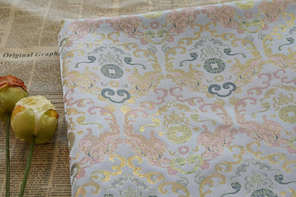 Gold Thread Brocade Fabric: Mongolian Tibetan Style, 59" Wide
