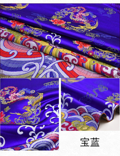 Silk Brocade Fabric: Phoenix Embroidery, Chinese Cheongsam, 27.5"x45"