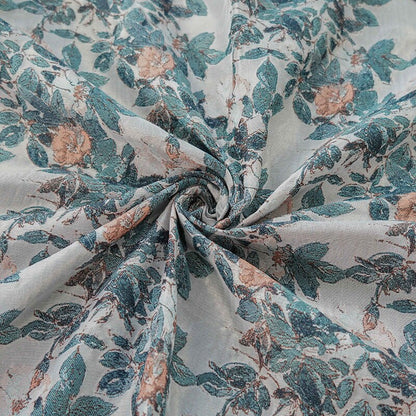 Tissu jacquard lurex à motif floral : revêtement tissé en relief 3D, 165 cm de large