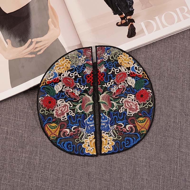 Embroidered Floral Patch: Round Ethnic Style Clothing Decor